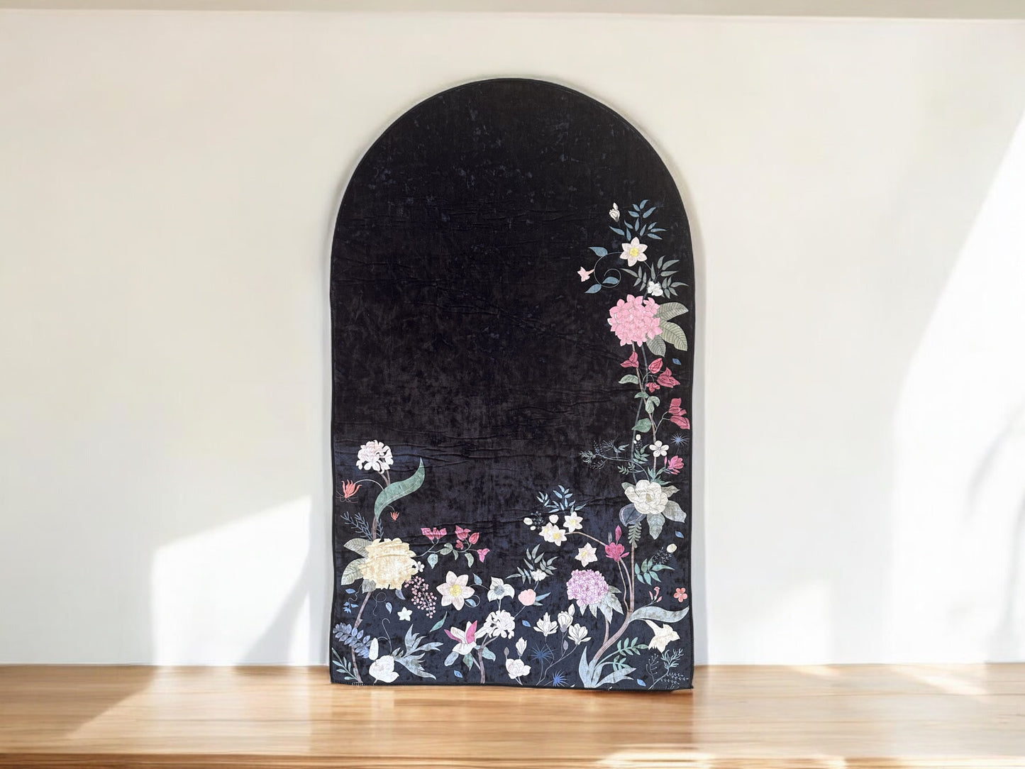 Floral Black Prayer Mat