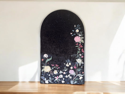 Floral Black Prayer Mat